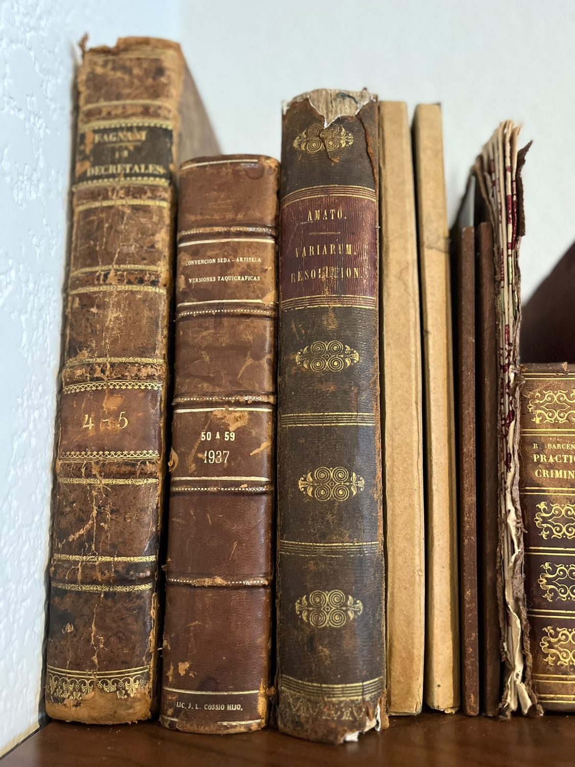Volúmenes antiguos encuadernados en piel